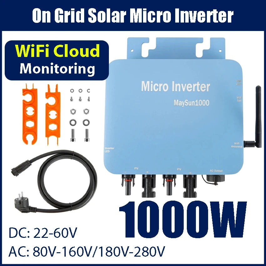 1000W Solar Inverter On Grid Micro With MC Connector WIFI Cloud Monitor Function 220V230V/110V120V AC Waterproof 60VPV input