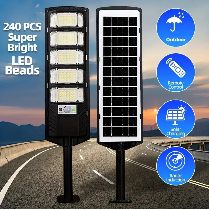 مصباح LED يعمل بالطاقة الشمسية 100000 لومن للاستخدام التجاري في الهواء الطلق من الغسق إلى الفجر، مصباح شارع يعمل بالطاقة الشمسية، مصباح منطقة الطريق، إضاءة أمان للفناء الخلفي مقاومة للماء