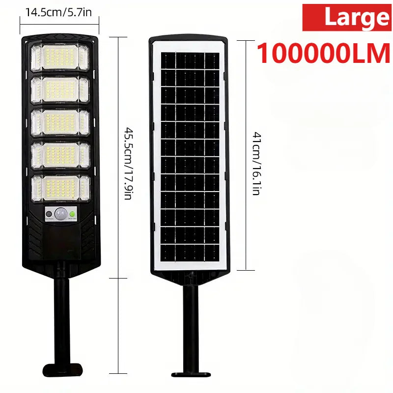 مصباح LED يعمل بالطاقة الشمسية 100000 لومن للاستخدام التجاري في الهواء الطلق من الغسق إلى الفجر، مصباح شارع يعمل بالطاقة الشمسية، مصباح منطقة الطريق، إضاءة أمان للفناء الخلفي مقاومة للماء